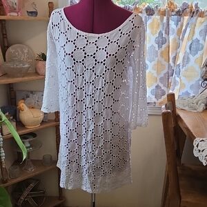 Jordan White Lace Swim Coverup. B